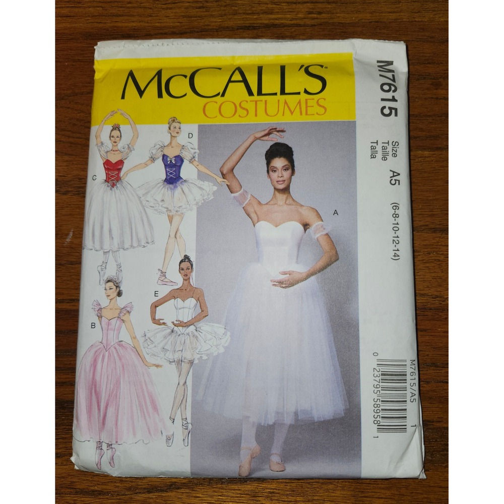 McCall's M7615 Ballet Costume Sewing Pattern Tutu Dress Size A5 6-14 Uncut